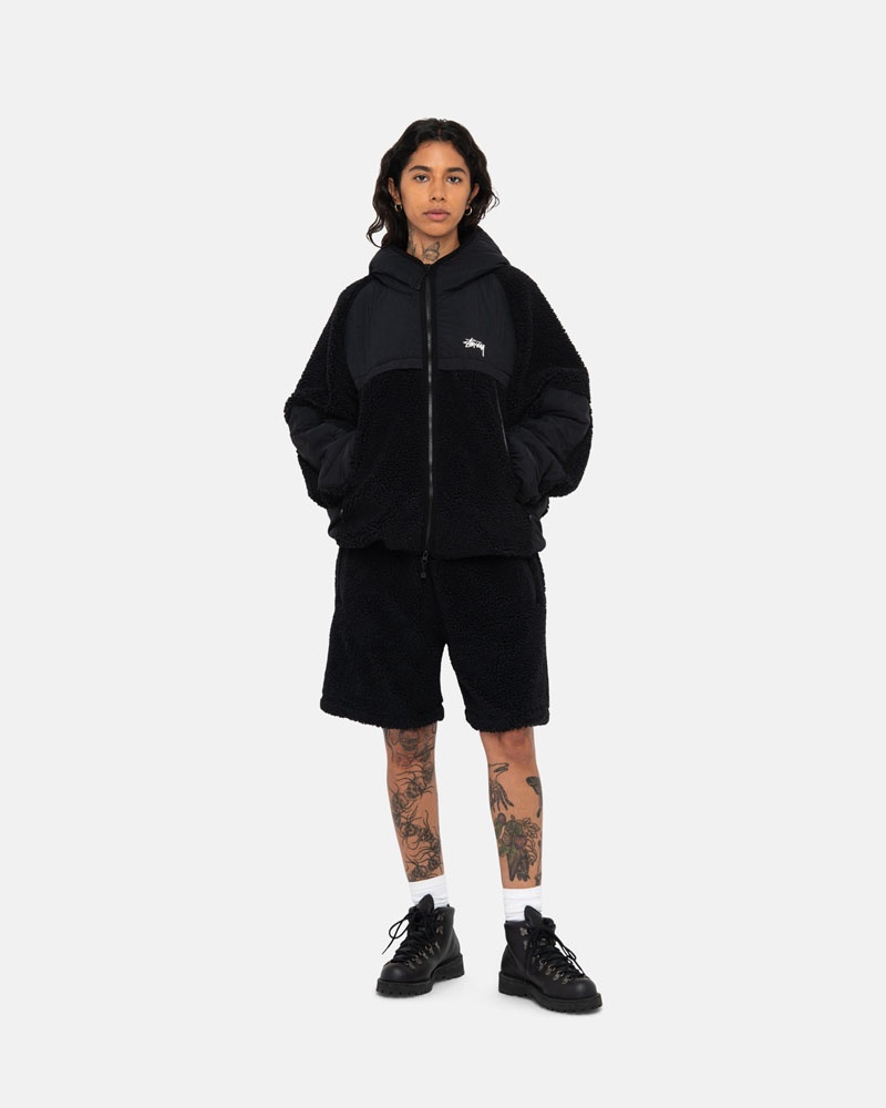 Veste Stussy Sherpa Paneled Encapuchonné Noir | BPB-38726723