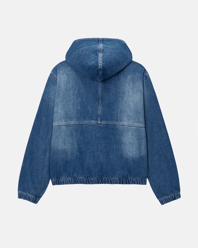 Veste Stussy Travail Denim Sherpa Bleu | EBO-18630862