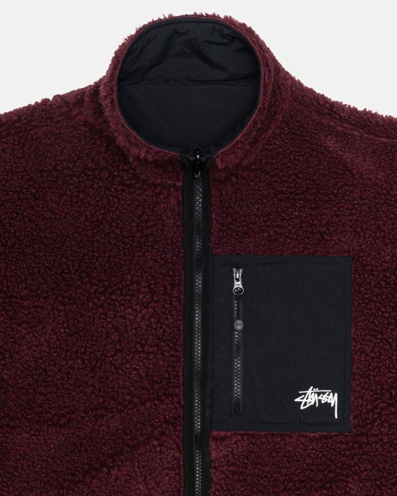 Veste Stussy Sherpa Reversible Bordeaux | HRL-76804734