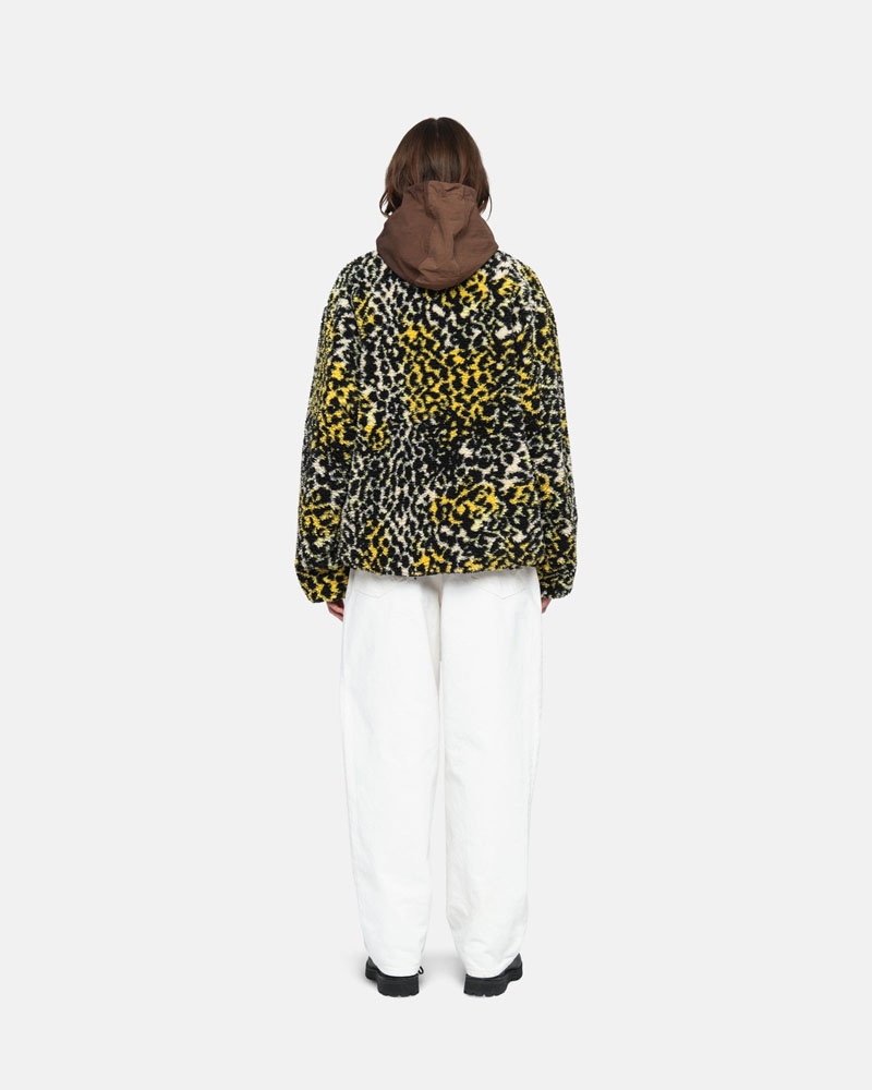 Veste Stussy Sherpa Reversible Jaune Leopard | VAN-00525514