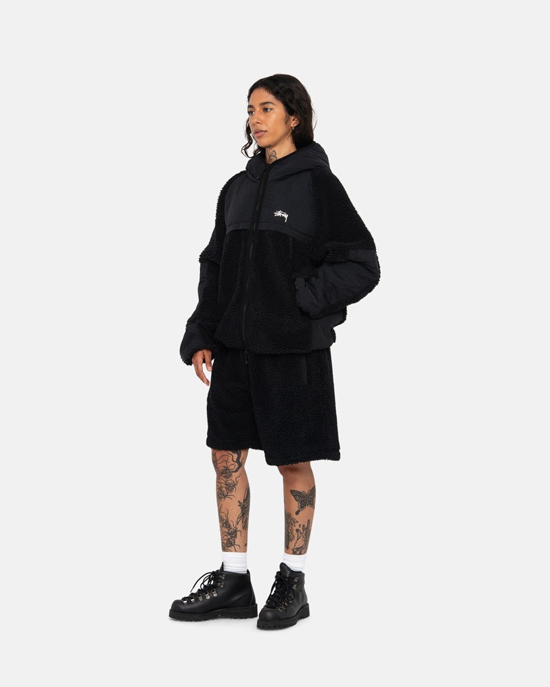 Veste Stussy Sherpa Paneled Encapuchonné Noir | BPB-38726723