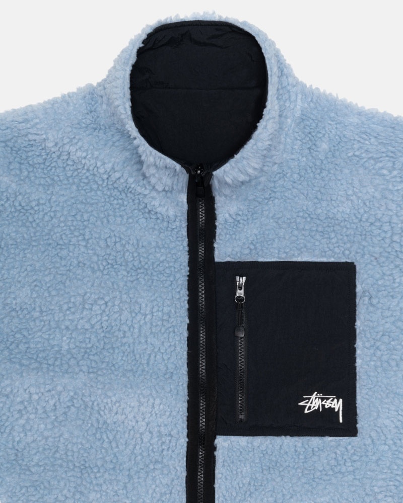 Veste Stussy Sherpa Reversible Bleu Clair | KUO-05178792