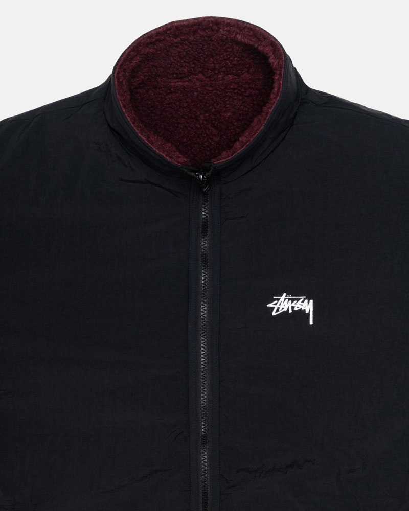 Veste Stussy Sherpa Reversible Bordeaux | HRL-76804734