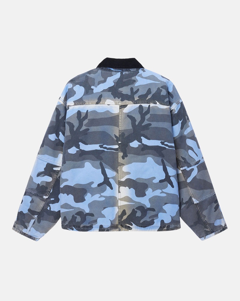 Veste Stussy Shop Spray Dye Tela Bleu Camouflage | QJJ-30905747