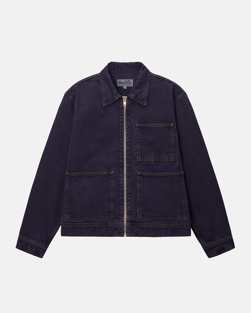 Veste Stussy Zip Travail Denim Bleu | SEC-27648946