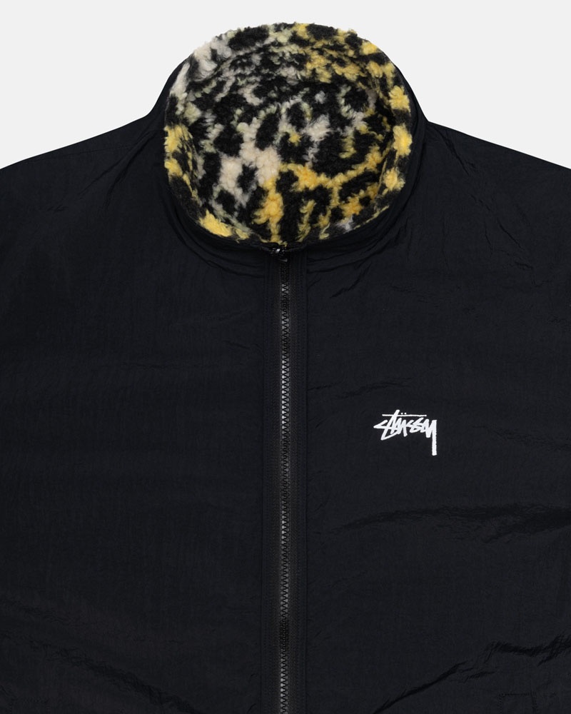 Veste Stussy Sherpa Reversible Jaune Leopard | VAN-00525514