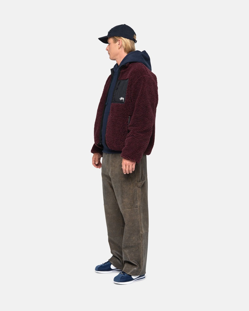 Veste Stussy Sherpa Reversible Bordeaux | HRL-76804734