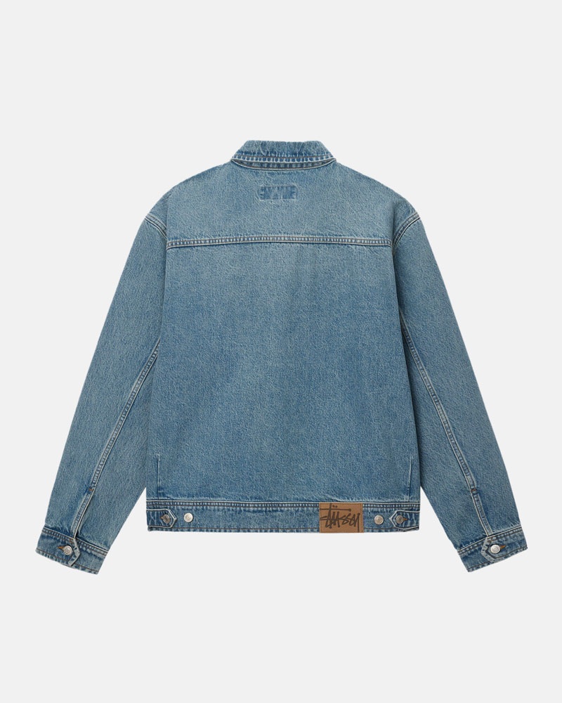 Veste Stussy Zip Travail Denim Bleu | VUB-70418661