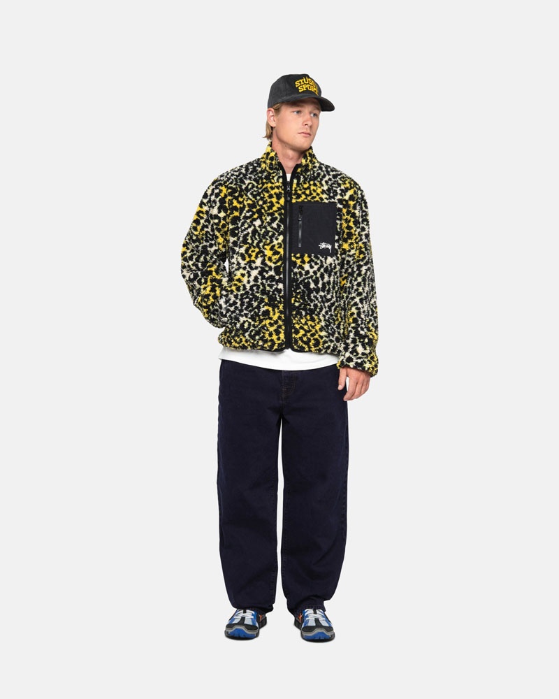 Veste Stussy Sherpa Reversible Jaune Leopard | VAN-00525514