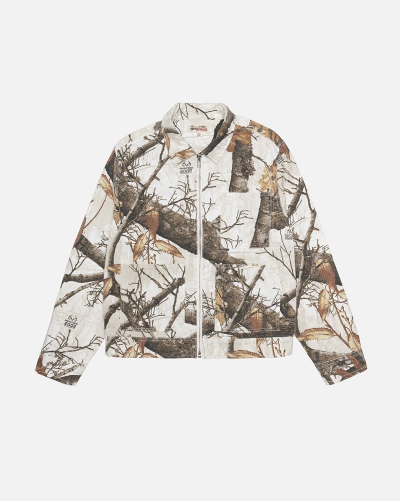 Veste Stussy Zip Travail Realtree Edge Blanche | LNZ-17650486