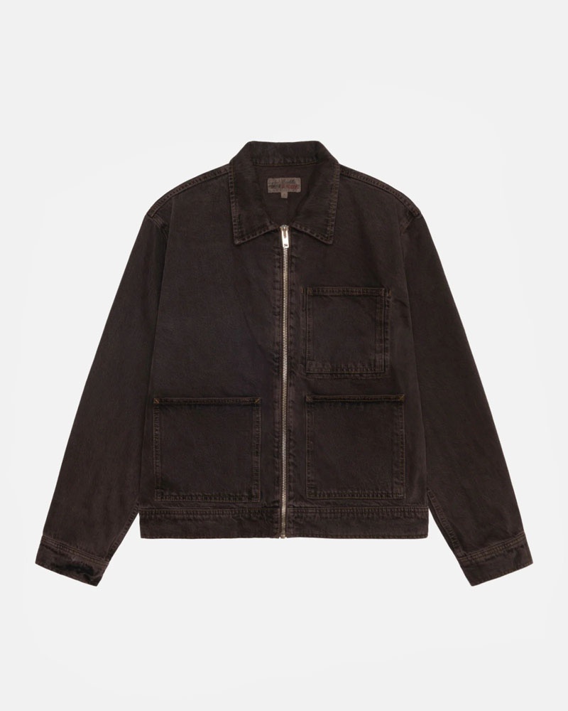 Veste Stussy Zip Travail Denim Marron | CKT-86134808