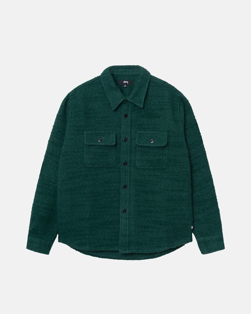 Chemises Stussy Boucle Laine Cpo Vert | VFQ-22825206