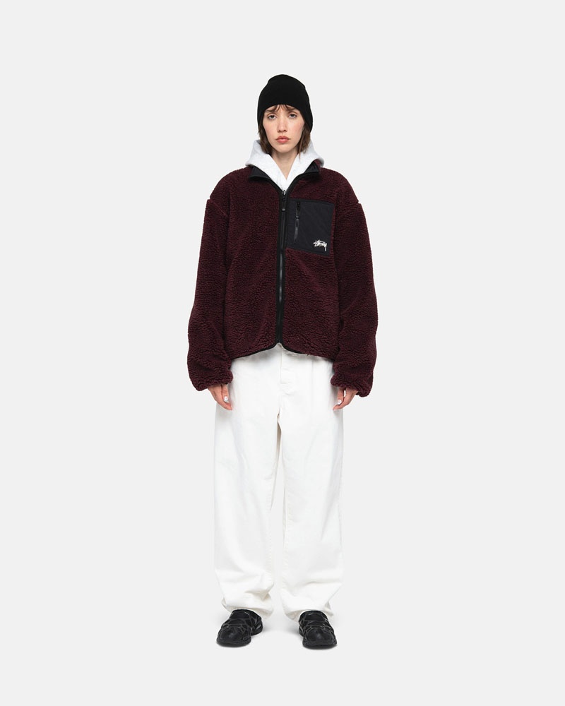 Veste Stussy Sherpa Reversible Bordeaux | HRL-76804734