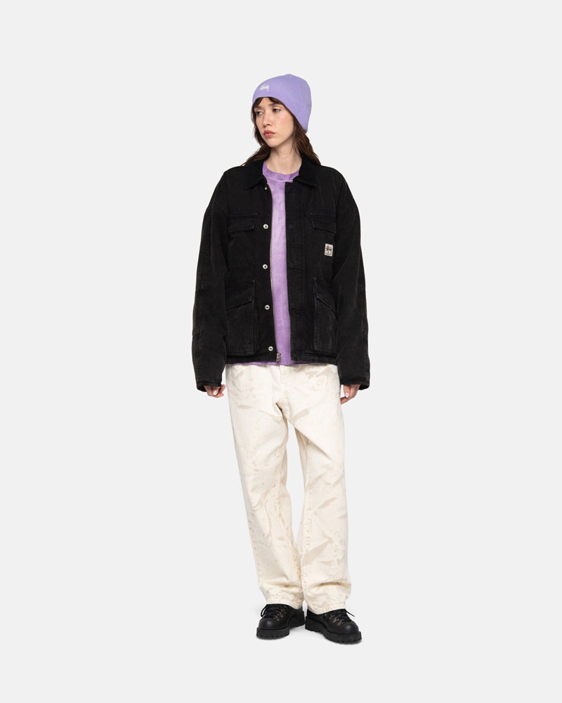 Veste Stussy Shop Washed Tela Noir | SYN-85117087