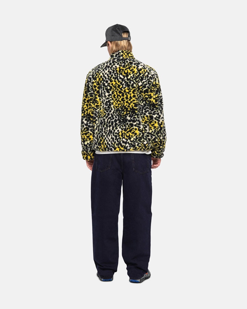 Veste Stussy Sherpa Reversible Jaune Leopard | VAN-00525514