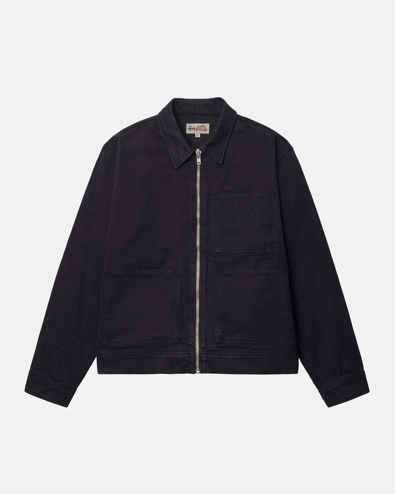 Veste Stussy Zip Travail Overdyed Noir | FIX-34721850