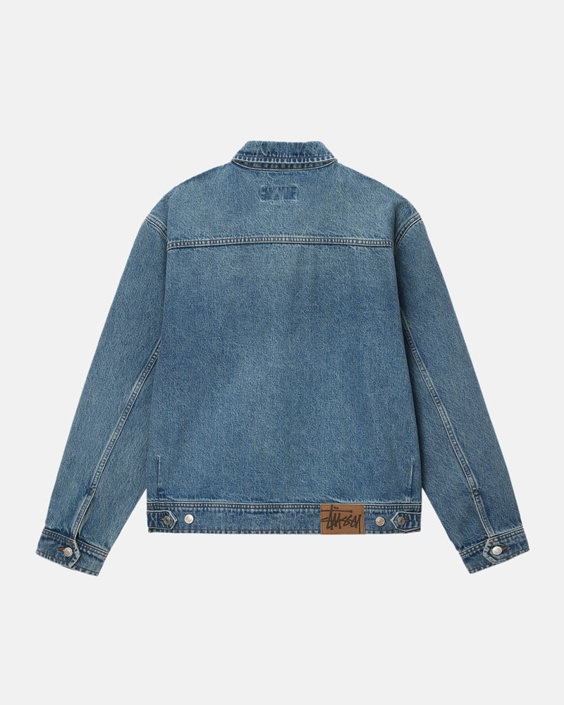 Veste Stussy Zip Travail Denim Bleu | FCG-75833301