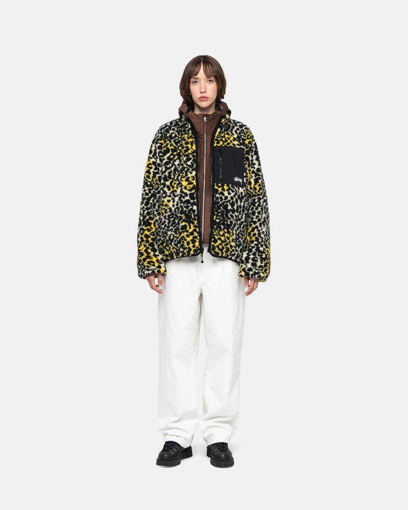 Veste Stussy Sherpa Reversible Jaune Leopard | VAN-00525514