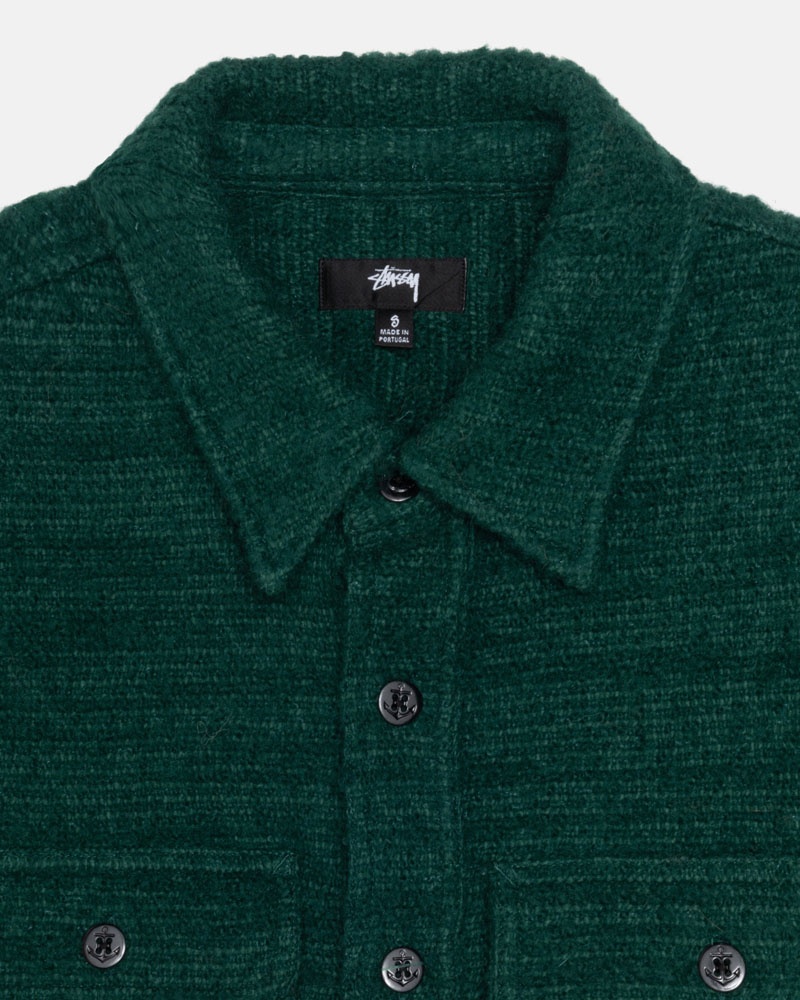 Chemises Stussy Boucle Laine Cpo Vert | VFQ-22825206