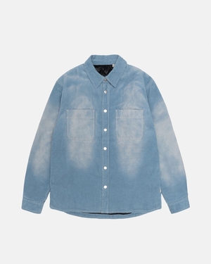 Chemises Stussy Faded Corduroy Over Bleu | VWD-92278660