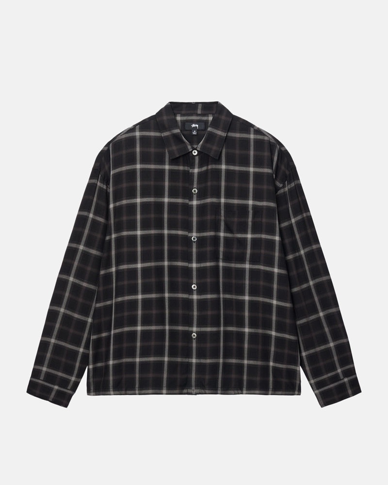 Chemises Stussy Shadow Plaid Rayon Noir | NXR-75651939