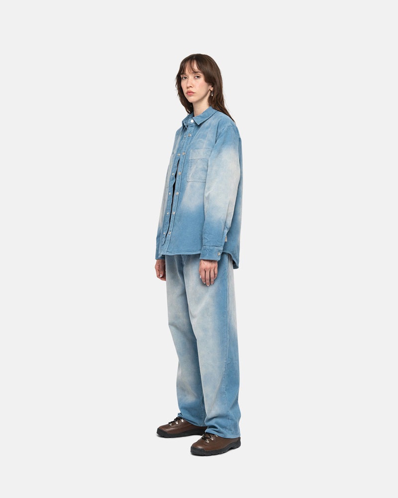 Chemises Stussy Faded Corduroy Over Bleu | VWD-92278660