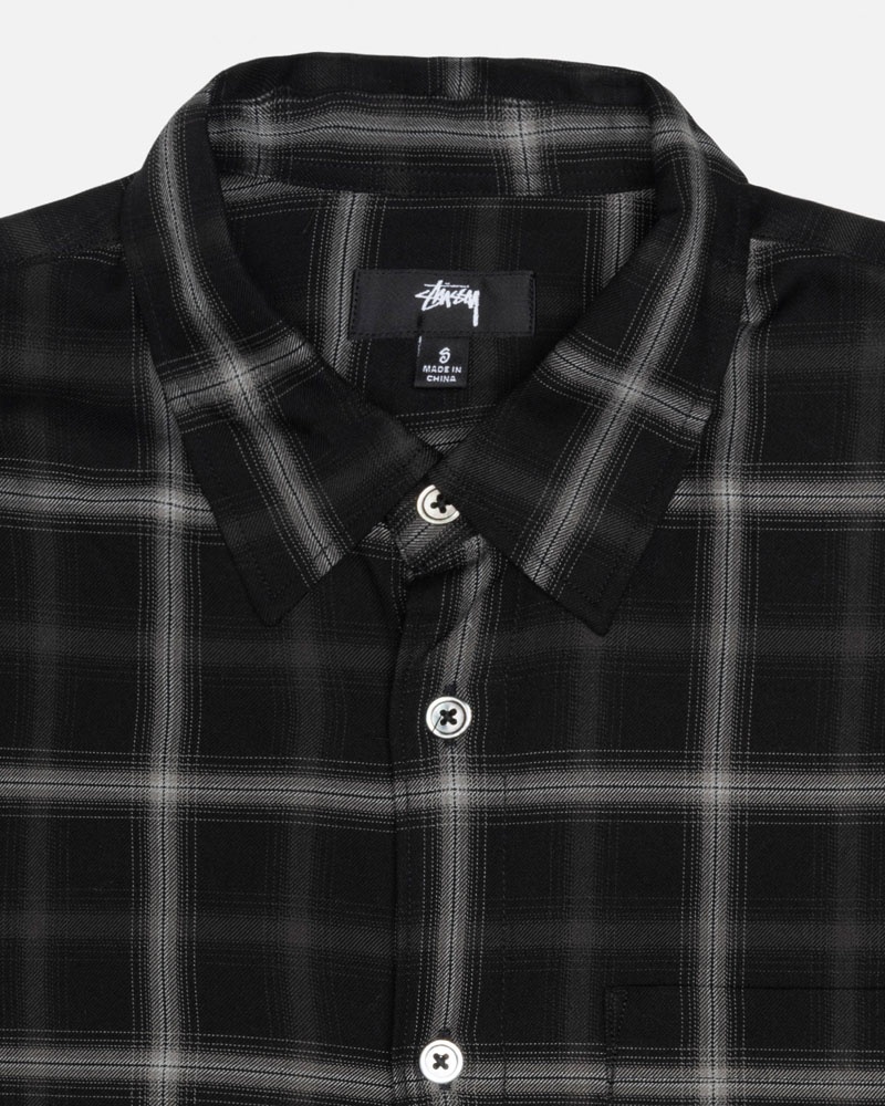 Chemises Stussy Shadow Plaid Rayon Noir | NXR-75651939