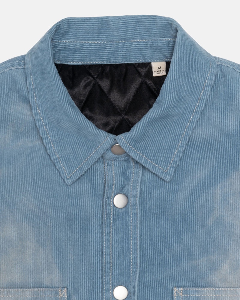 Chemises Stussy Faded Corduroy Over Bleu | VWD-92278660