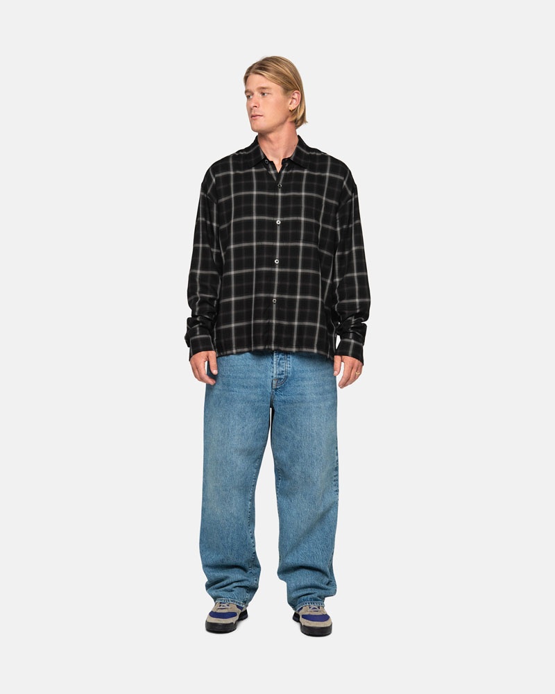 Chemises Stussy Shadow Plaid Rayon Noir | NXR-75651939