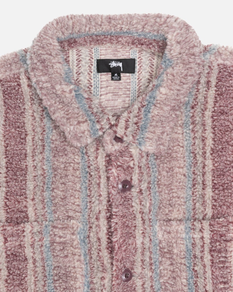 Chemises Stussy Rayé Sherpa Multicolore | DSA-77604833