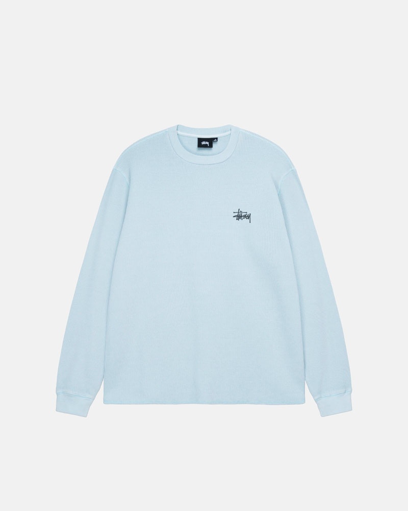 Chandail Stussy Basic Stock LS Thermal Bleu Clair | FKV-10475397