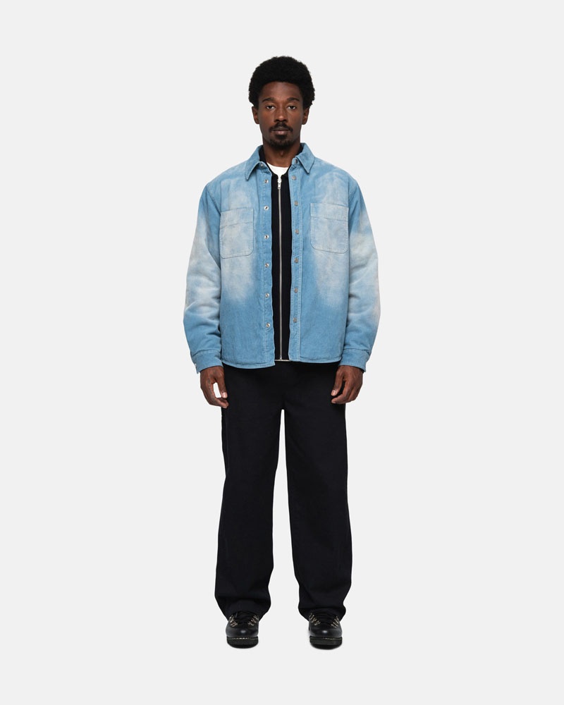 Chemises Stussy Faded Corduroy Over Bleu | VWD-92278660