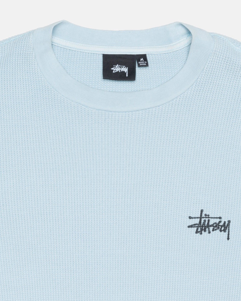 Chandail Stussy Basic Stock LS Thermal Bleu Clair | FKV-10475397