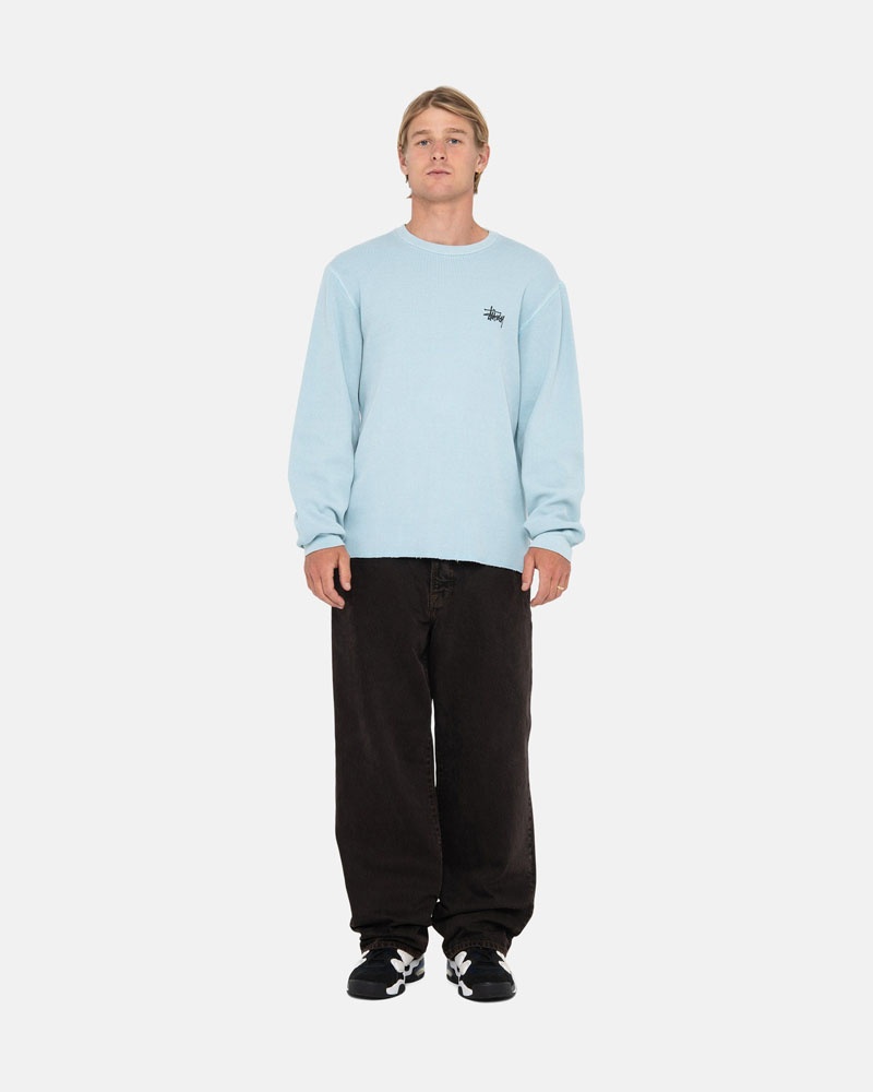 Chandail Stussy Basic Stock LS Thermal Bleu Clair | FKV-10475397