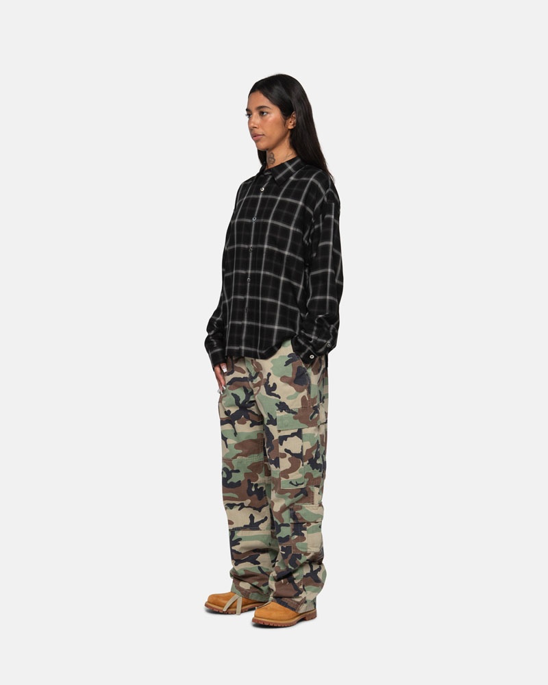 Chemises Stussy Shadow Plaid Rayon Noir | NXR-75651939