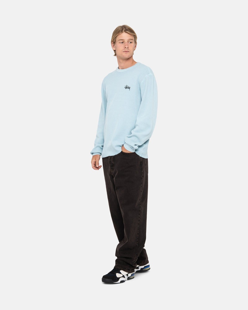 Chandail Stussy Basic Stock LS Thermal Bleu Clair | FKV-10475397