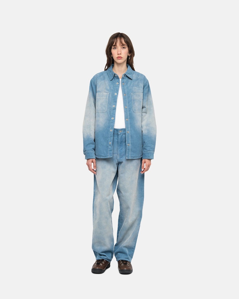 Chemises Stussy Faded Corduroy Over Bleu | VWD-92278660