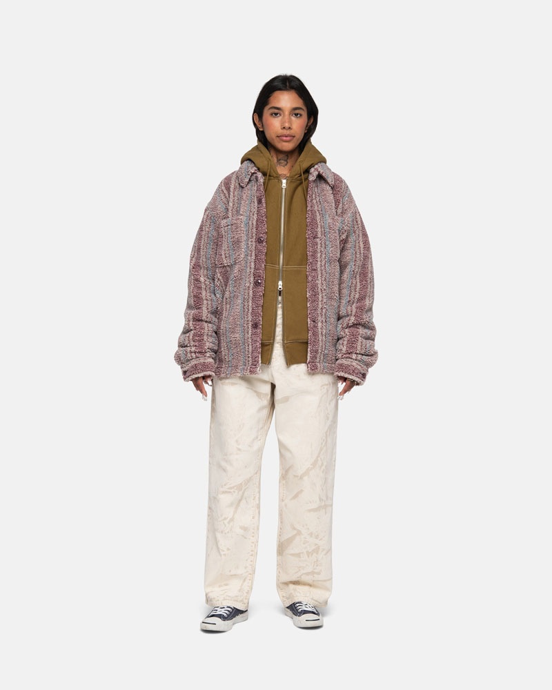 Chemises Stussy Rayé Sherpa Multicolore | DSA-77604833