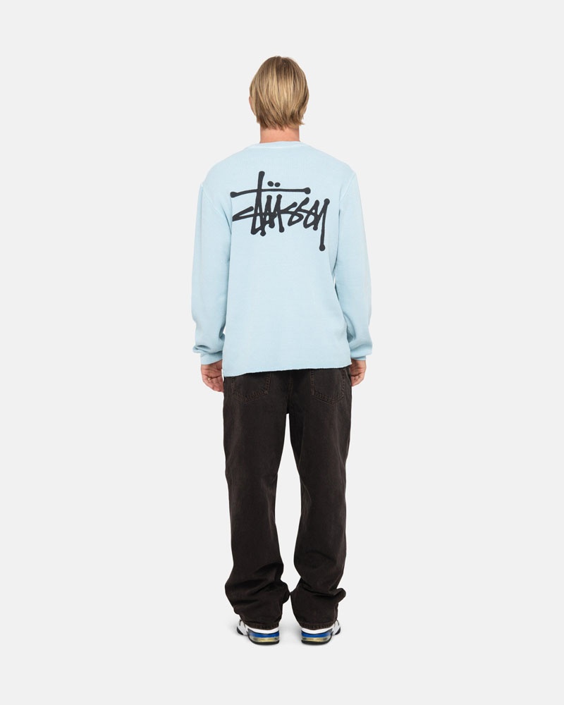 Chandail Stussy Basic Stock LS Thermal Bleu Clair | FKV-10475397