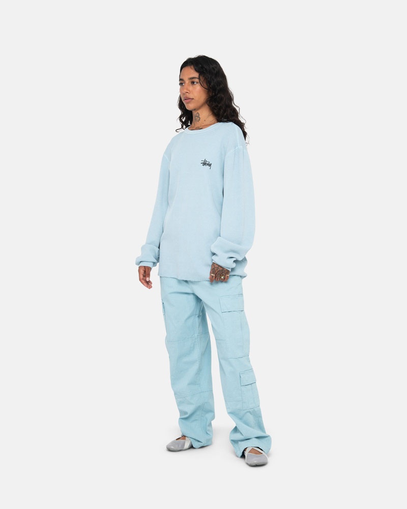 Chandail Stussy Basic Stock LS Thermal Bleu Clair | FKV-10475397