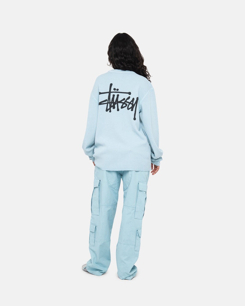 Chandail Stussy Basic Stock LS Thermal Bleu Clair | FKV-10475397