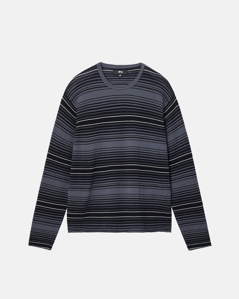 Chandail Stussy Horizontal Stripe Grise | CNZ-85453046