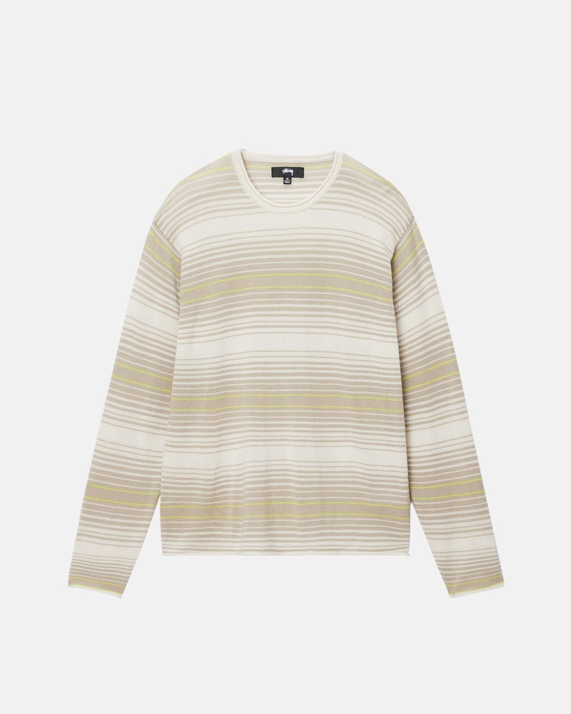 Chandail Stussy Horizontal Stripe Beige | QLO-49214487