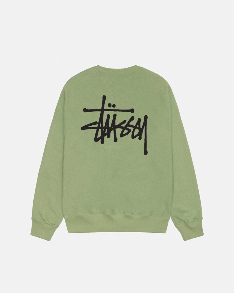 Sweatshirt Stussy Basic Stüssy Crew Vert | SMK-84051130