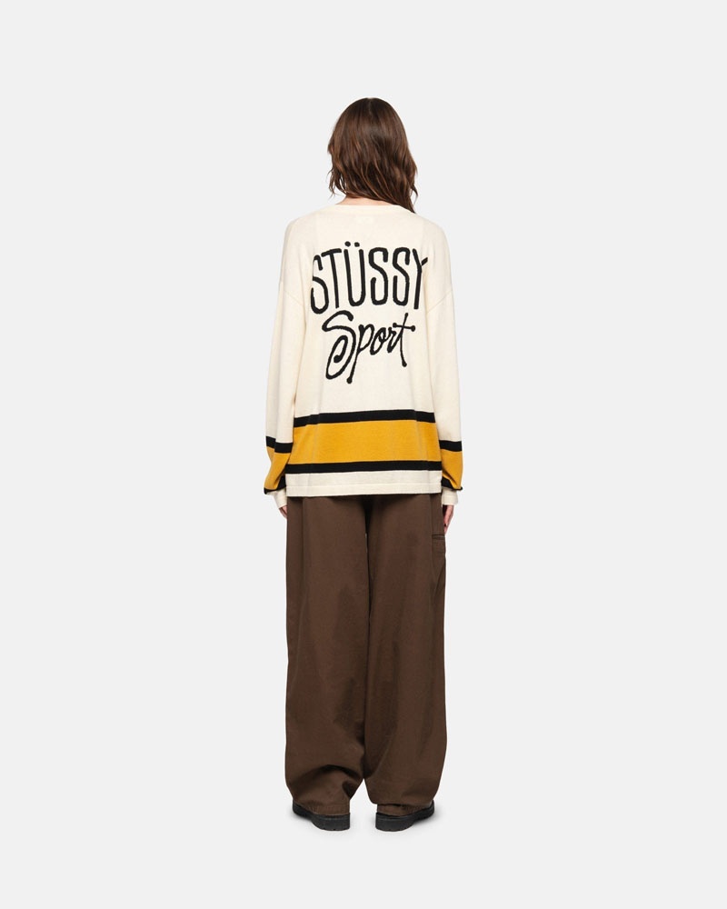 Chandail Stussy Hockey Beige | XGG-55762345