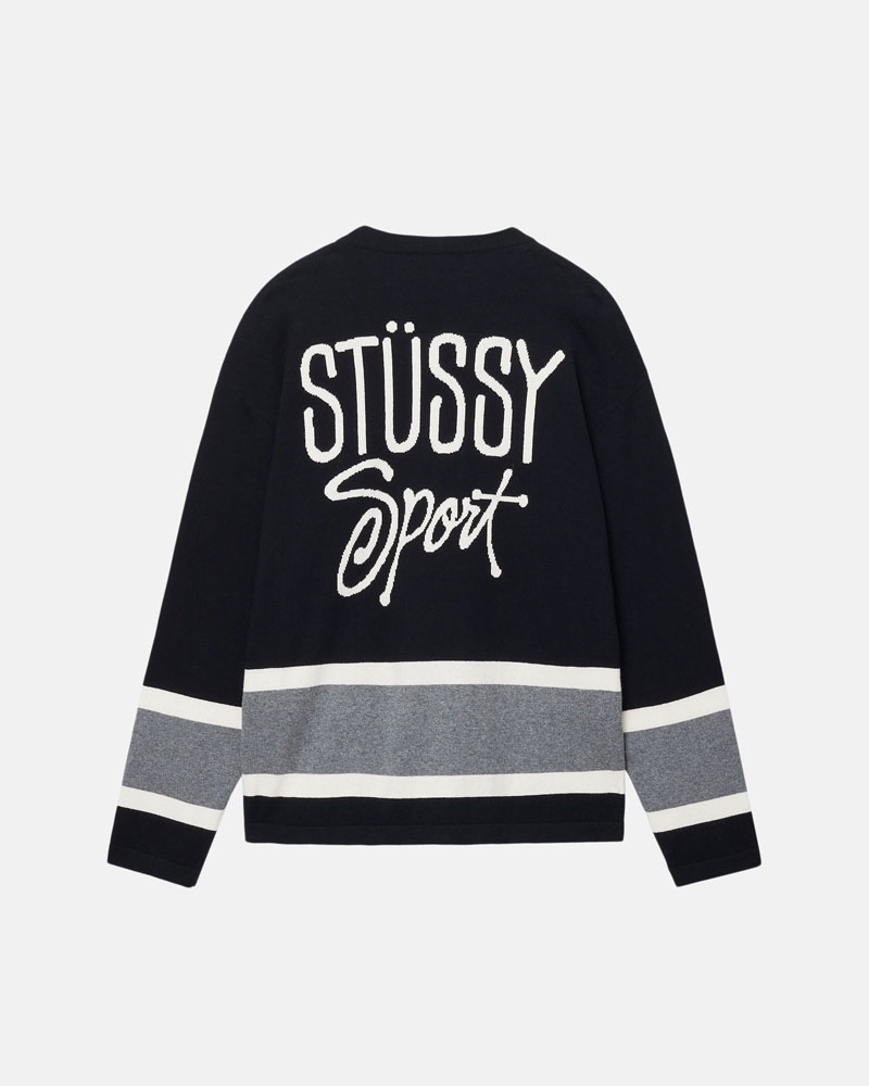 Chandail Stussy Hockey Noir | KHC-82186275