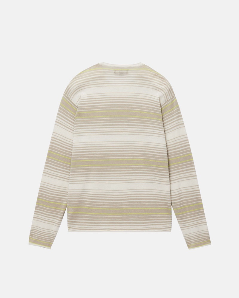 Chandail Stussy Horizontal Stripe Beige | QLO-49214487