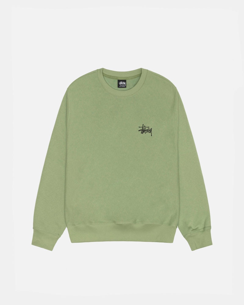 Sweatshirt Stussy Basic Stüssy Crew Vert | SMK-84051130