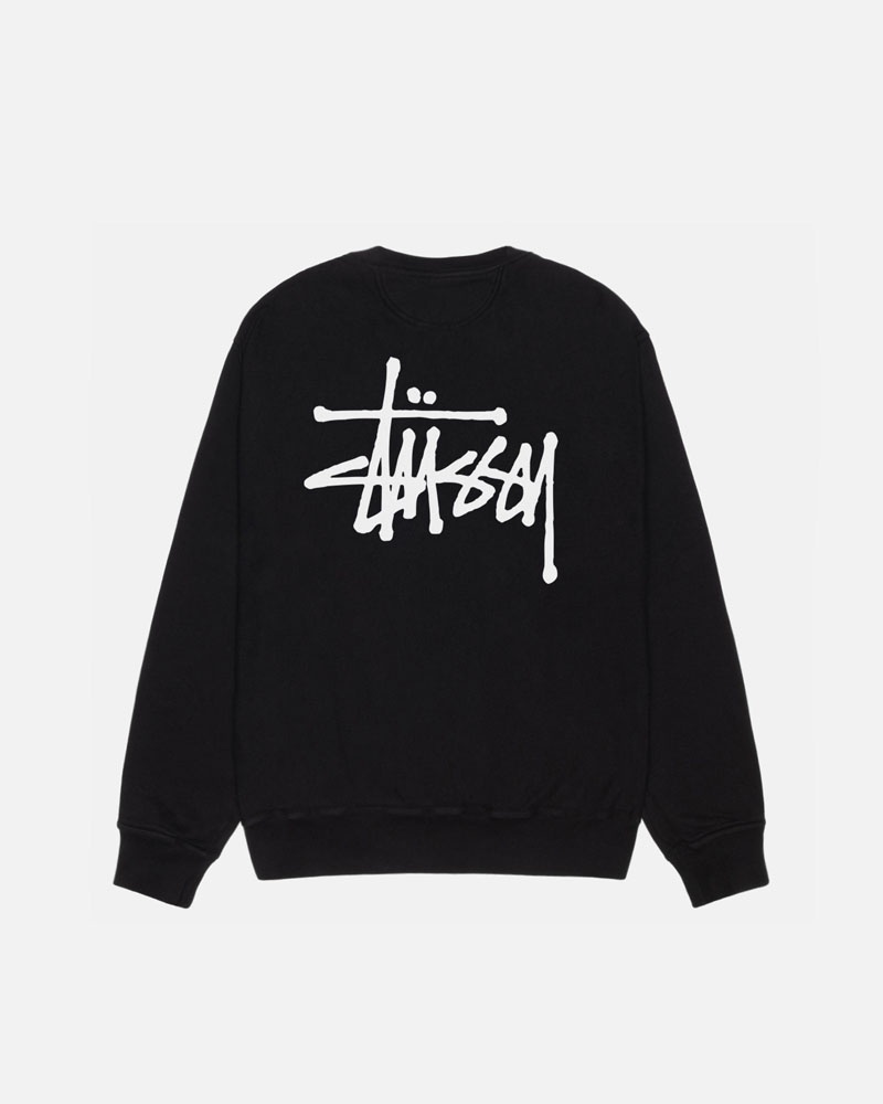 Sweatshirt Stussy Basic Stüssy Crew Pigment Dyed Noir | VBS-78002322