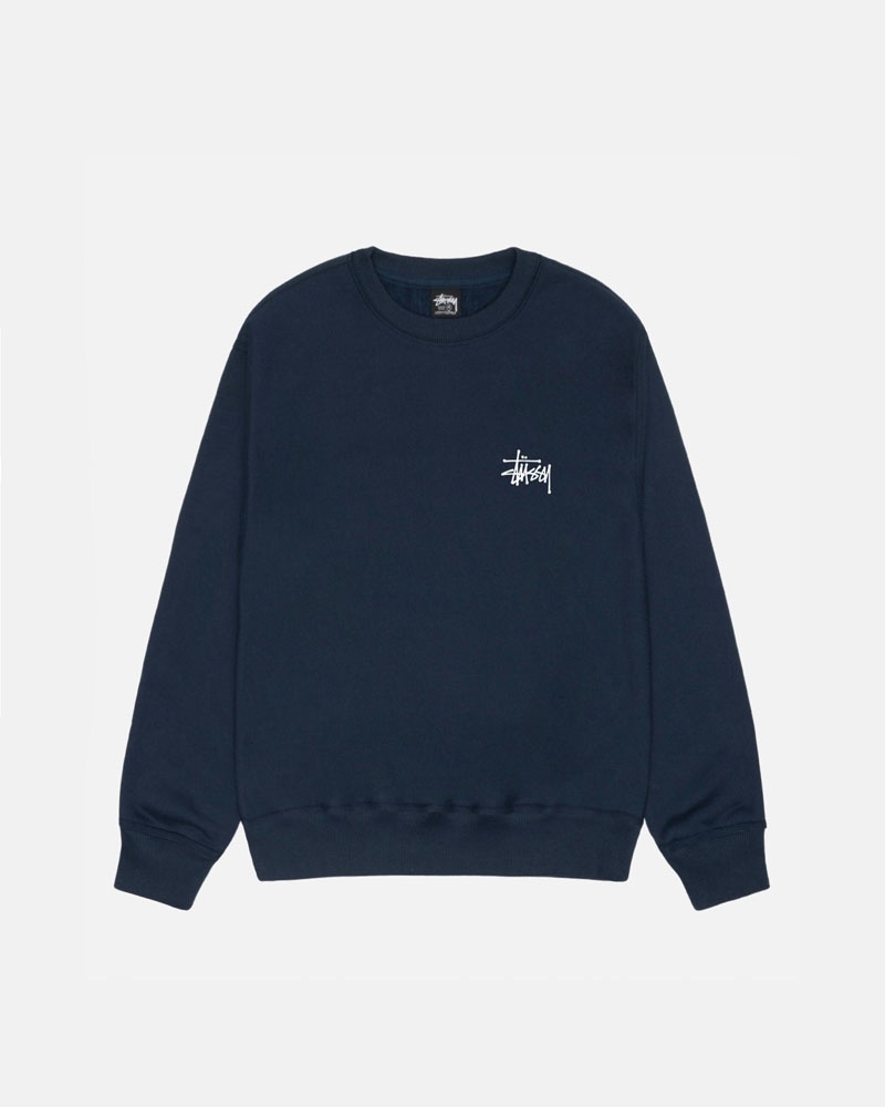 Sweatshirt Stussy Basic Stüssy Crew Bleu Marine | BSN-42697271